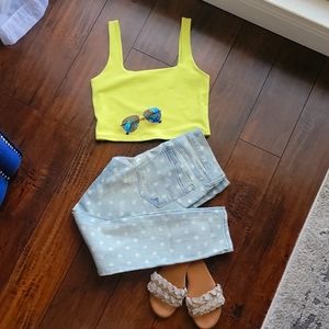 Polk a dot stretch denim ankle denim